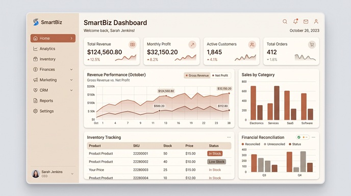 SmartBiz application interface